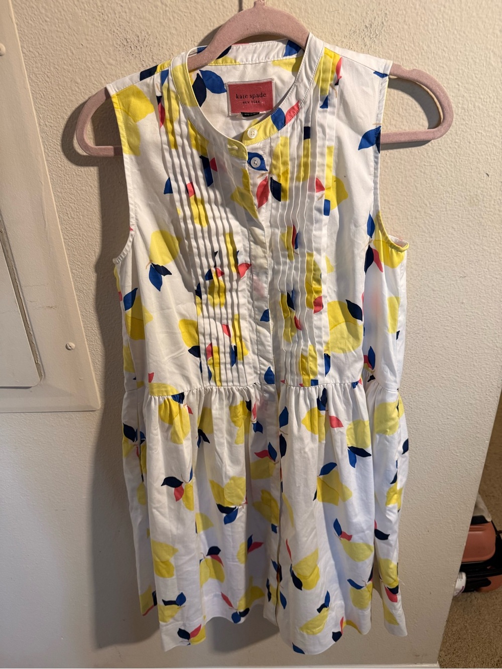 Kate Spade New York Lemon Print Sleeveless Button Front Dress Small
